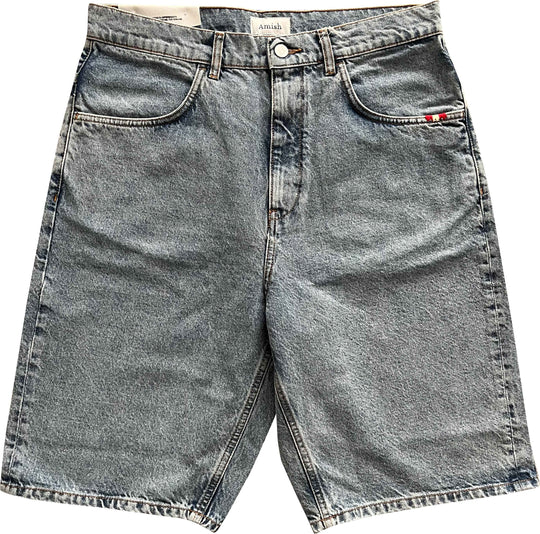  Amish Jeans Short Tommy Denim Real Stone Uomo Grigio