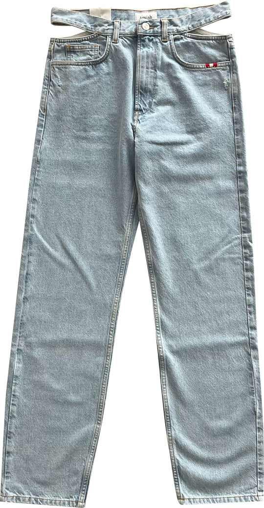  Amish Jeans W Lorena Denim Broken Bleach Uomo Blue