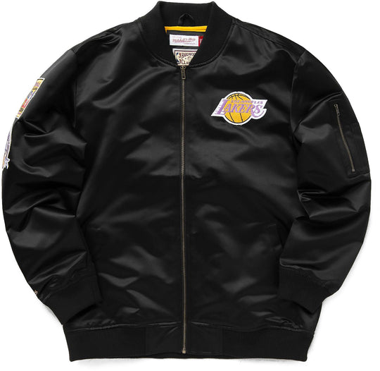  Mitchell & Ness Giacca Nba Lightweight Satin Bomber Los Angeles Lakers Black Mitchell E Ness Uomo Nero