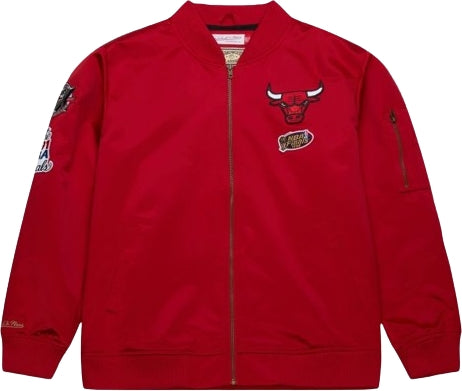  Mitchell & Ness Giacca Nba Lightweight Satin Bomber Chicago Bulls Red Mitchell E Ness Uomo Rosso