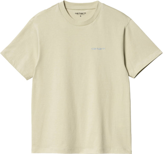  Carhartt Wip T-shirt W S/s Script Embroidery Tee Beryl Frosted Blue Donna Beige
