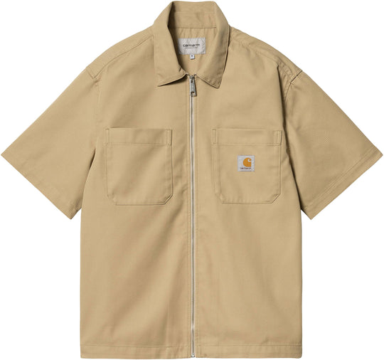 Carhartt Wip Camicia S/s Sandler Shirt Sable Rinsed Uomo Marrone