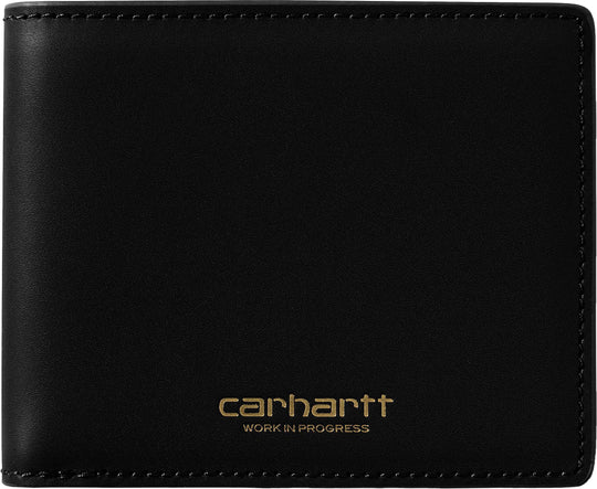  Carhartt Wip Vegas Billfold Wallet Black Gold Uomo Nero
