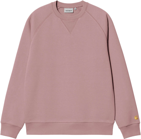  Carhartt Wip Felpa Chase Sweat Glassy Pink Gold Uomo Rosa