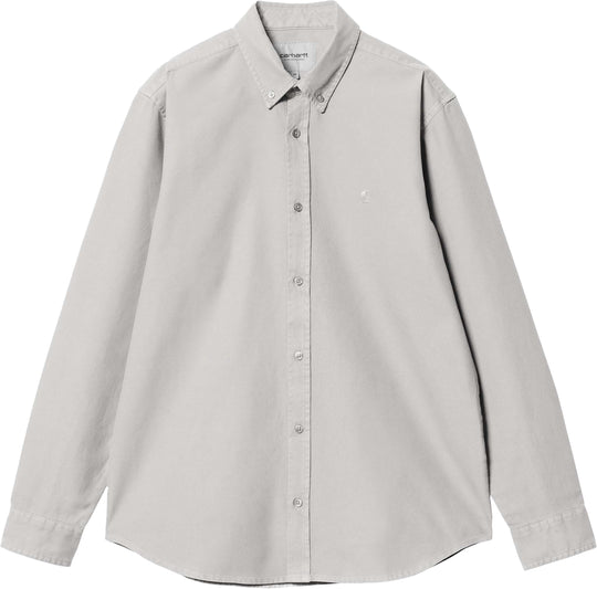  Carhartt Wip Camicia L/s Bolton Shirt Sonic Silver Garment Dyed Uomo Grigio