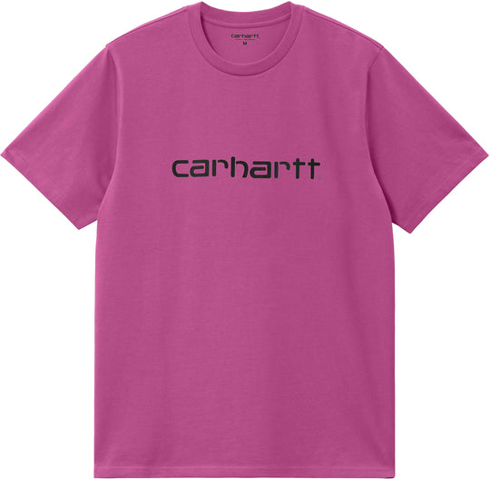  Carhartt Wip T-shirt S/s Script Tee Magenta Black Uomo