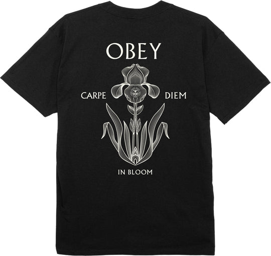  Obey T-shirt Iris In Bloom Classic Tee Black Uomo Nero