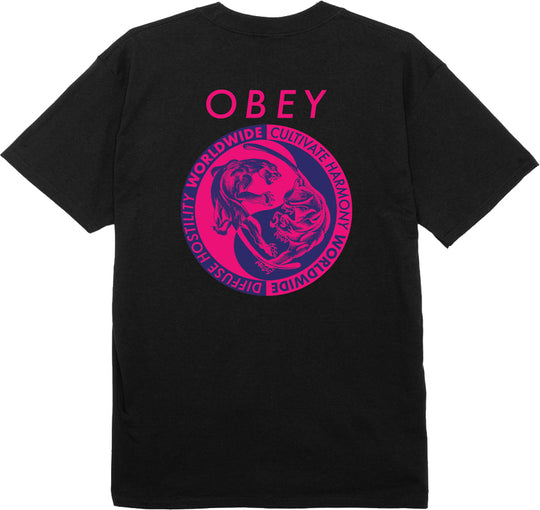  Obey T-shirt Yin Yang Panthers Classic Tee Black Uomo Nero