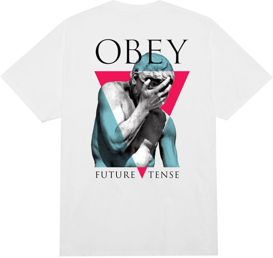  Obey T-shirt Future Tense Classic Tee White Uomo Bianco