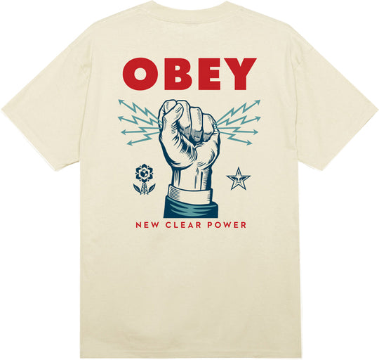  Obey T-shirt New Clear Power Classic Tee Cream Uomo Beige