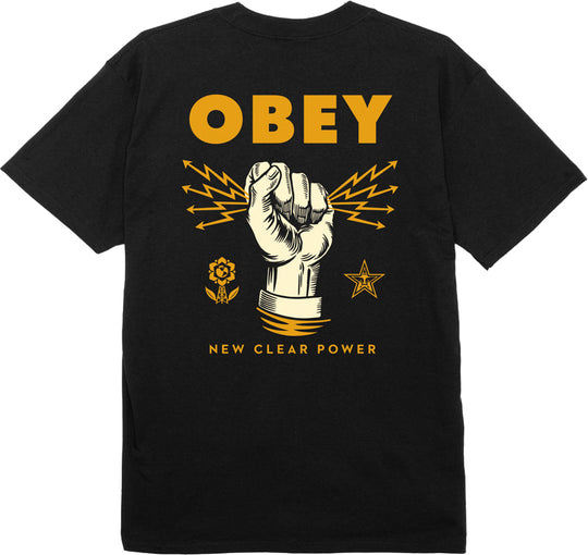  Obey T-shirt New Clear Power Classic Tee Black Uomo Nero