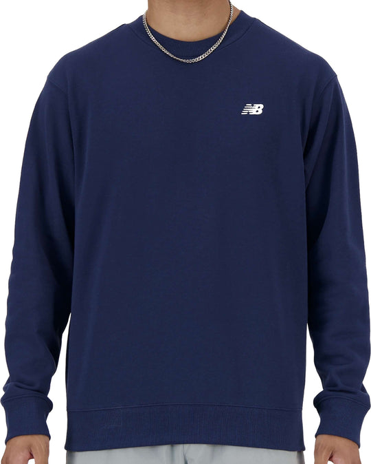  New Balance Felpa Small Logo French Terry Crew Navy Uomo Blue