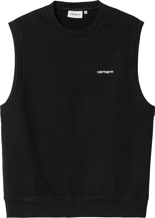  Carhartt Wip Script Vest Sweat Black White Uomo Nero