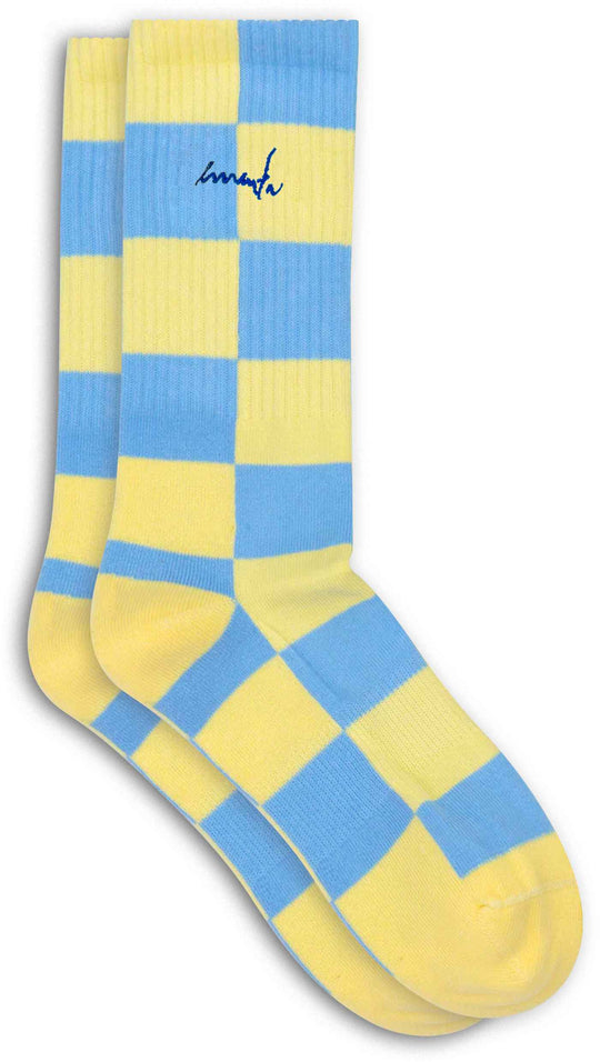  Ementa Sb Calze Chess Socks Blue Yellow Uomo