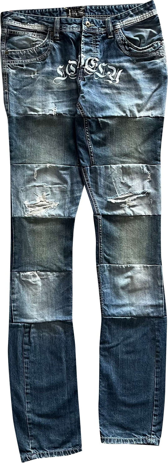  Lovely Death Dreams Jeans Custom Distressed Blue 18 Uomo