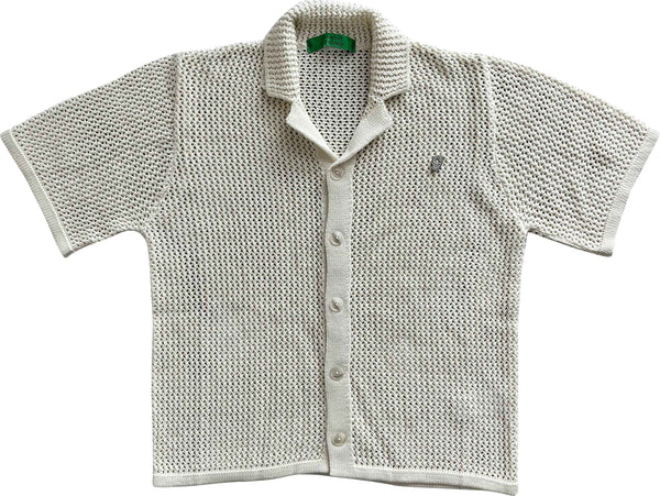 Garment Workshop camicia Knitted Crochet Sleeves Shirt heavy cream