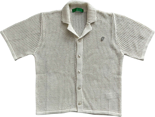  Garment Workshop Camicia Knitted Crochet Sleeves Shirt Heavy Cream Uomo Bianco
