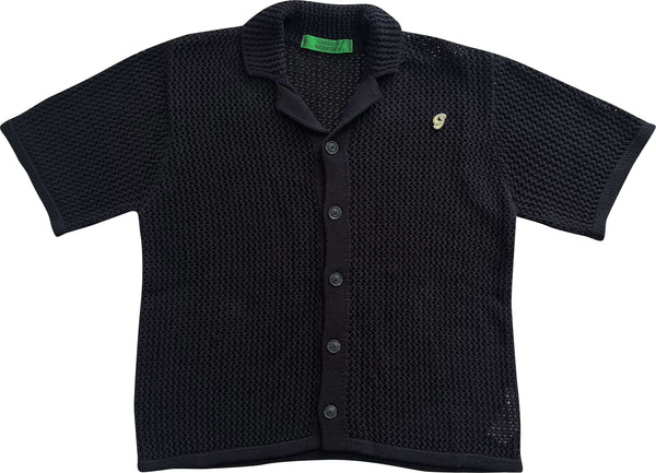 Garment Workshop camicia Knitted Crochet Sleeves Shirt chaos black