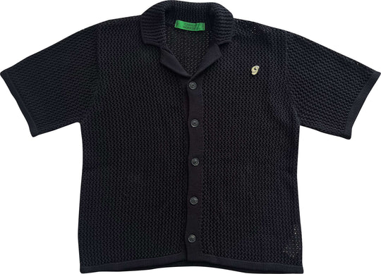  Garment Workshop Camicia Knitted Crochet Sleeves Shirt Chaos Black Uomo Nero