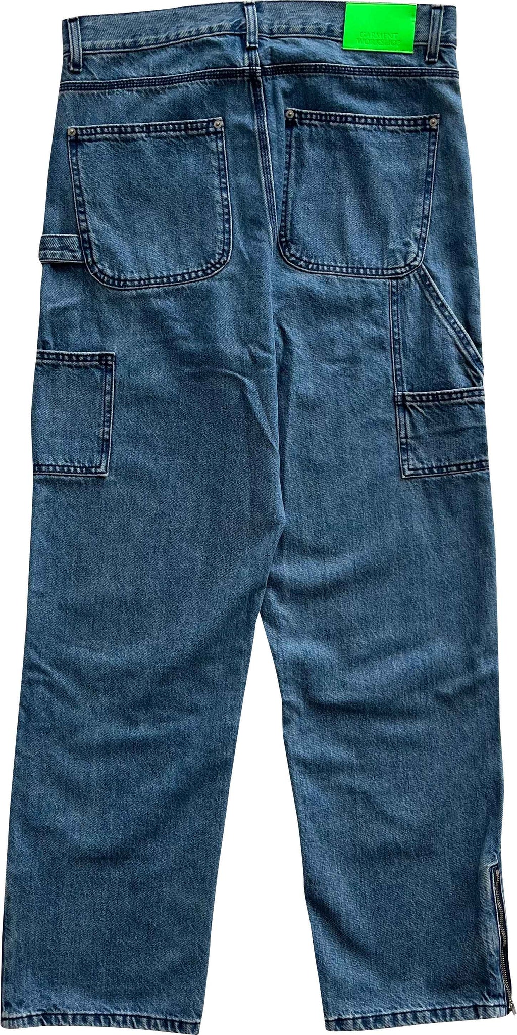  Garment Workshop Jeans Double Knee Work Pant Stonewashed Denim Blue Uomo