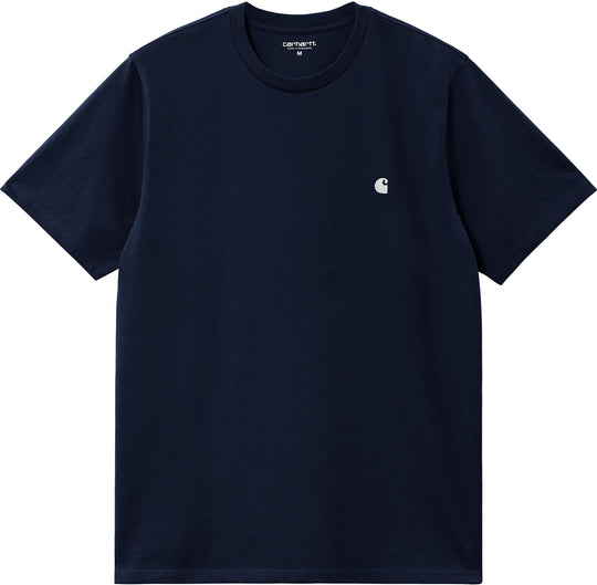  Carhartt Wip T-shirt S/s Madison Tee Dark Navy White Uomo Blue
