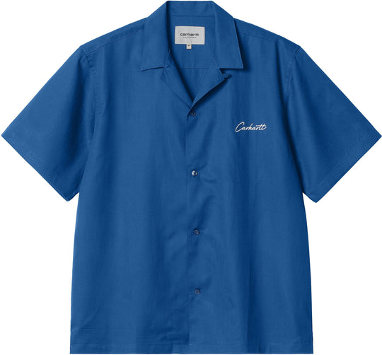  Carhartt Wip Camicia S/s Delray Shirt Acapulco Wax Uomo Blue