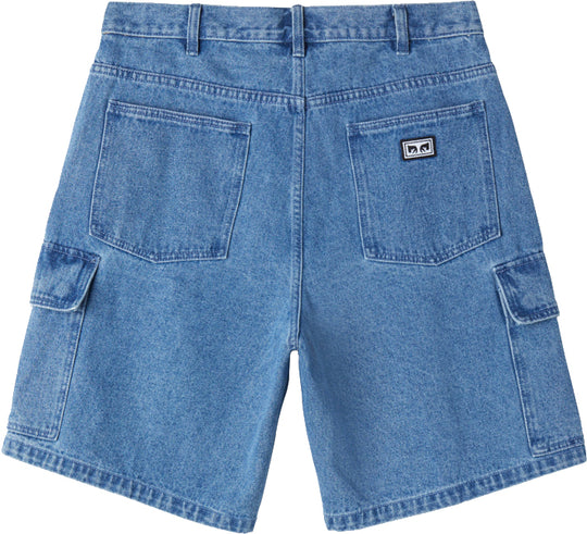  Obey Jeans Bigwig Baggy Denim Cargo Short Light Indigo Uomo Blue