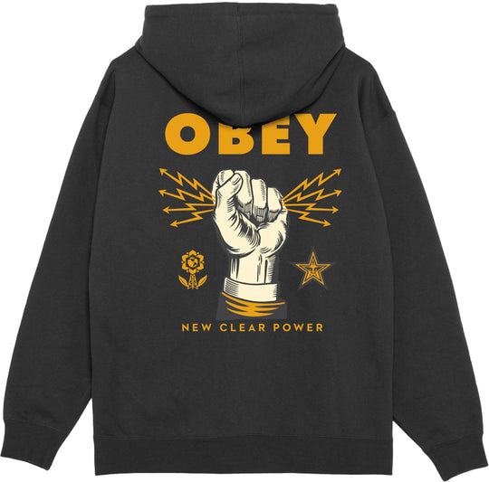  Obey Felpa Obey New Clear Power Hood Fleece Black Uomo Nero