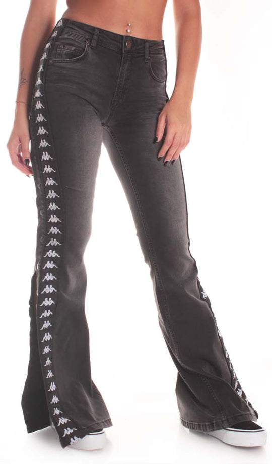  Kappa Pantaloni 222 Banda Brigit Grey Dark Black Donna Nero