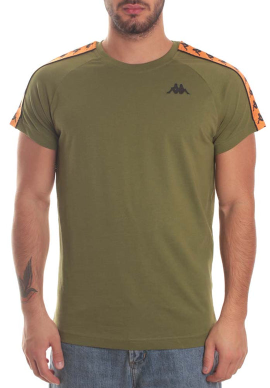  Kappa T-shirt 222 Banda Coen Slim Green Orange Uomo Verde