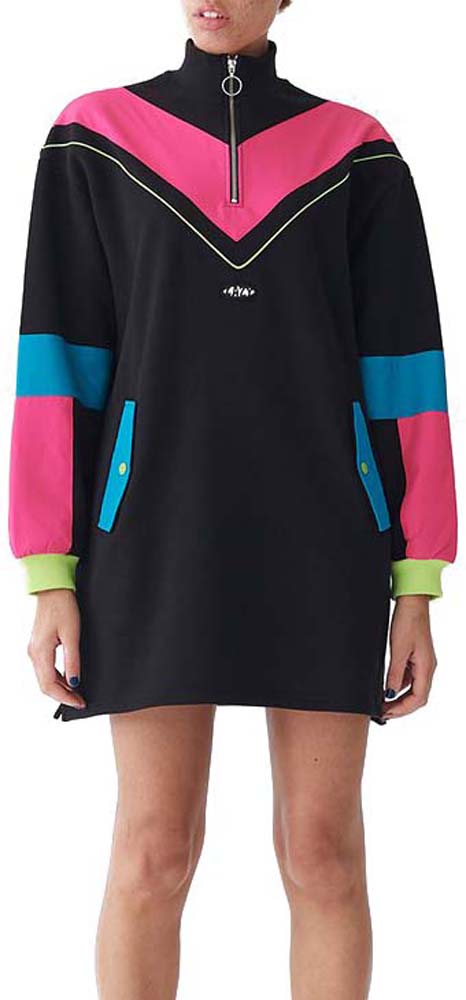  Lazy Oaf Vestito Game Face Sweater Dress Black Donna Nero