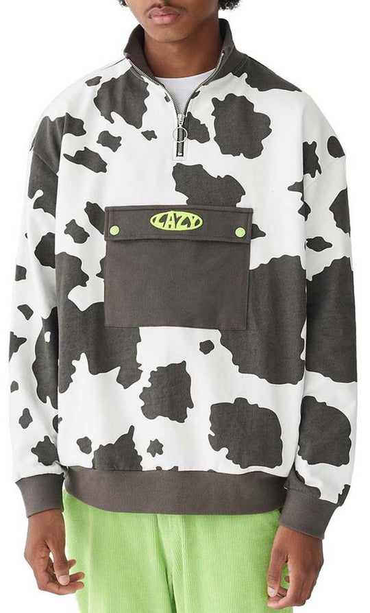  Lazy Oaf Felpa Cow Half Zip Uomo Fantasia