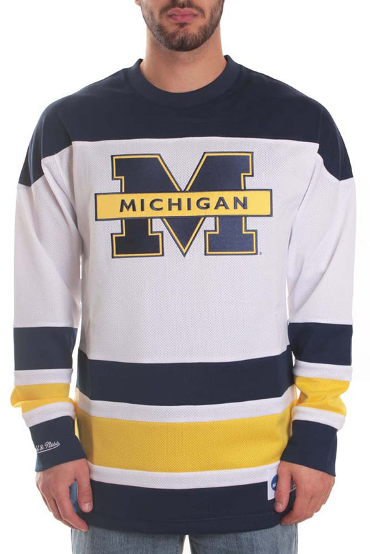  Mitchell & Ness Maglia Hockey Jersey Michigan Wolverines Mitchell E Ness Uomo Bianco