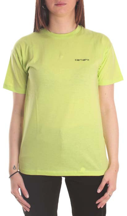  Carhartt Wip Carhartt T-shirt W’ S/s Script Embroidery Lime Black Verde Donna - 1