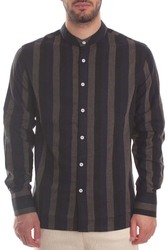  Jwb Camicia Coreana Vegeta Righe Uomo Fantasia