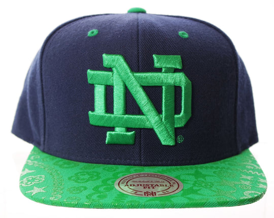  Mitchell&ness Cappello Notre Dame Fighting Irish Basketball Snapback Verde Mitchell E Ness Uomo Blu