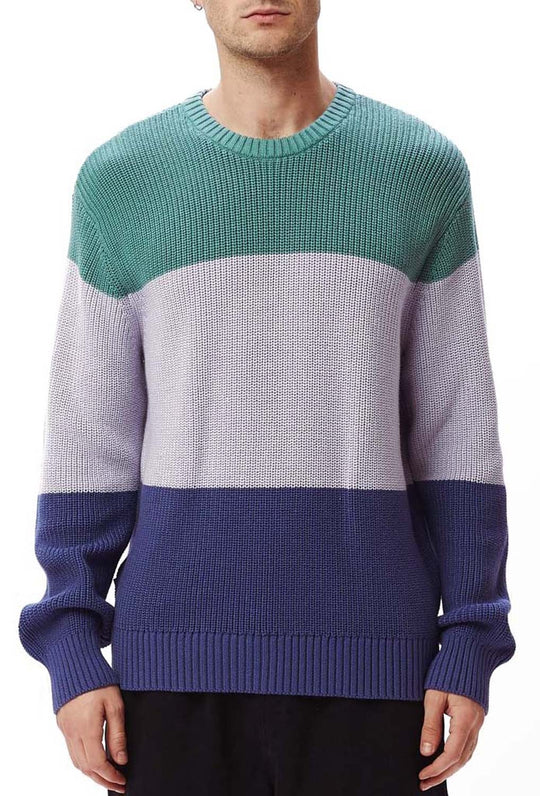  Obey Maglione Joni Sweater Oil Blue Multi Uomo Oil Blu Multicolore