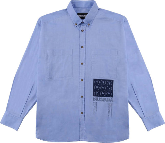  Pas De Mer Camicia Museum Shirt Light Blue Uomo Azzurro
