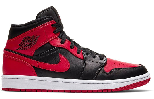  Air Jordan 1 Mid Shoes Black Gym Red White Uomo Nero