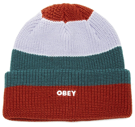  Obey Cuffia Future Stripe Beanie Auburn Multi Unisex Multicolore