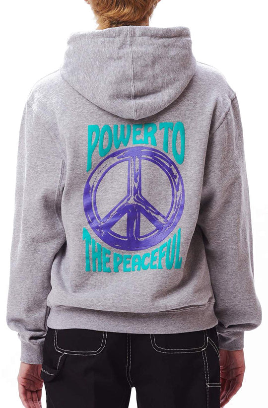  Obey Felpa Chromed Out Box Fit Hooded Fleece Grey Heather Donna Grigio