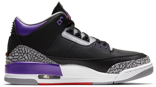  Jordan 3 Retro Black Court Shoes Purple Uomo Viola